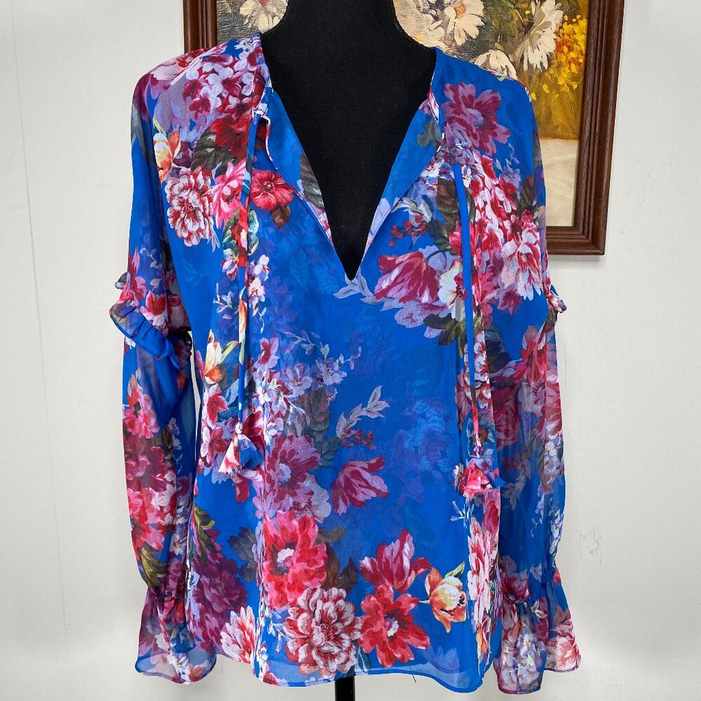 Misa Los Angeles Blouse Top Women's XS Elastic Multicolor Floral Casual